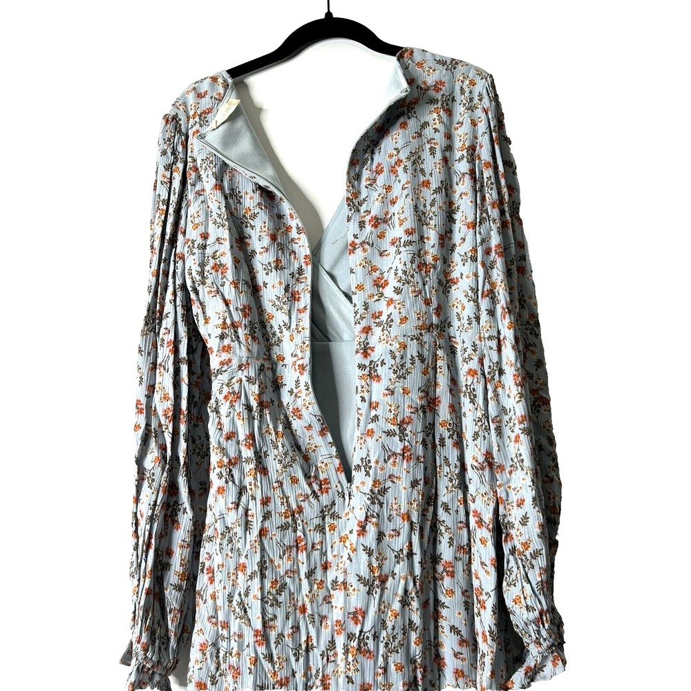 Altar'd State Women Size M Long Sleeve Blue Floral Rayon Dress Polyester Lined - Picture 9 of 9